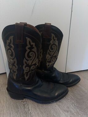 Double h Men's Black Western Cowboy Boots Embroidered Shaft leather work wear